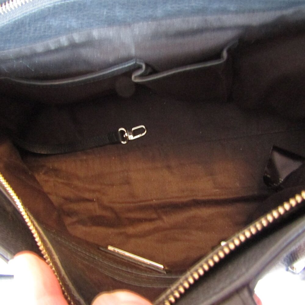 Anne Fontaine "Parisa Baby" Black Floral Leather Purse Bag-Double Handles-Medium - Picture 5 of 14
